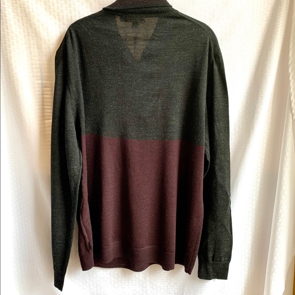 CALVIN KLEIN WOOL ZIP COLOR BLOCK SWEATER SIZE XL - Picture 2 of 3
